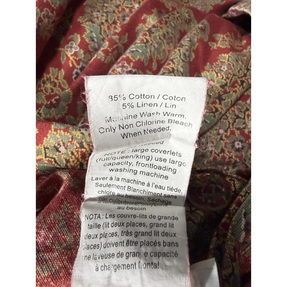 Pottery Barn Greta Bhotah Duvet Cover KING Red Paisley Cotton Linen Blend Boho